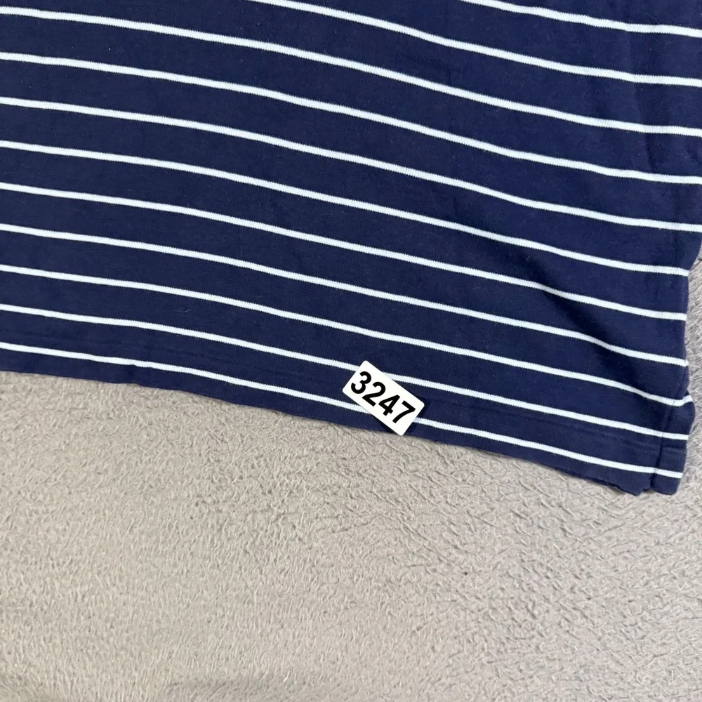 Polo Ralph Lauren Mens‎ XL Navy Blue Striped Classic Fit Polo Shirt Flesh Pony